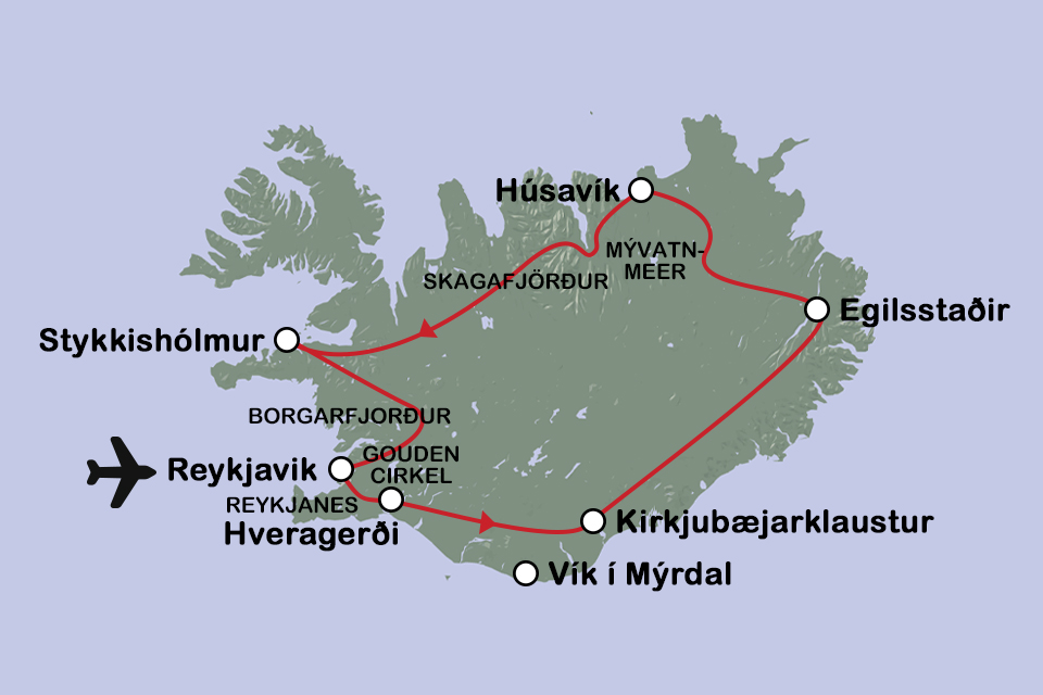 Routekaart IJsland compleet - fly drive