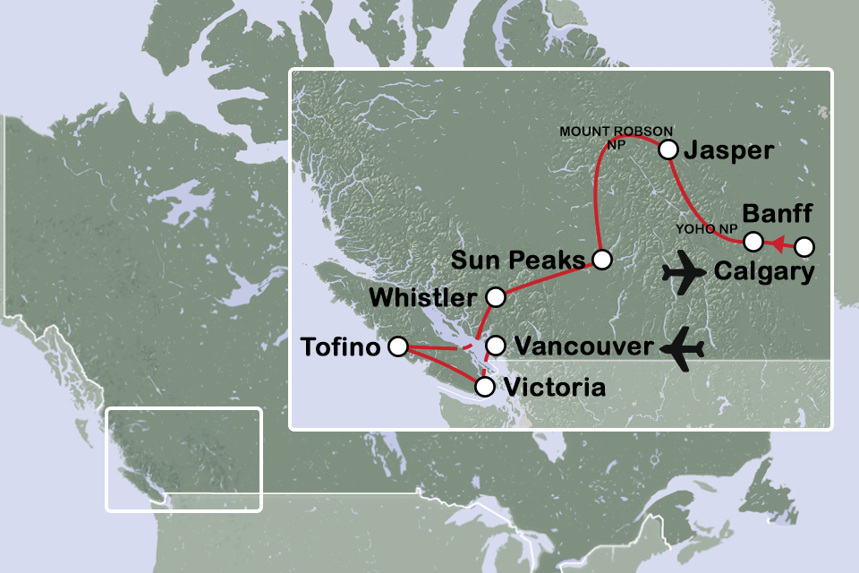 Routekaart West-Canada
