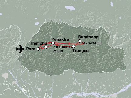 Routekaart Festivals in Bhutan