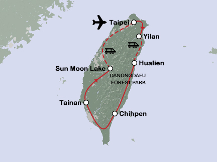 Routekaart Betoverend Taiwan