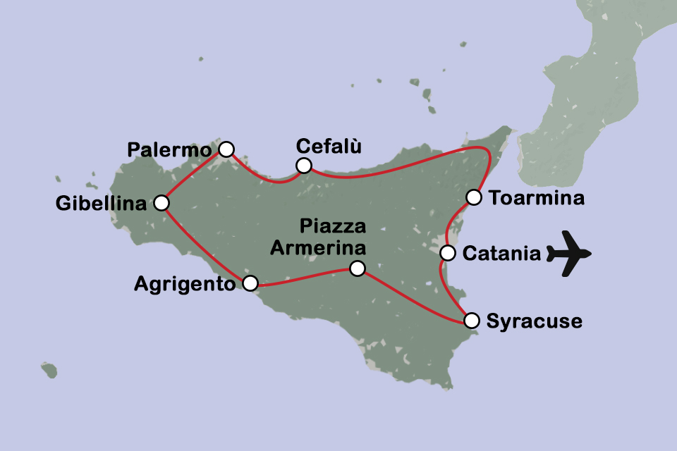 Routekaart Kleurrijk Sicilië