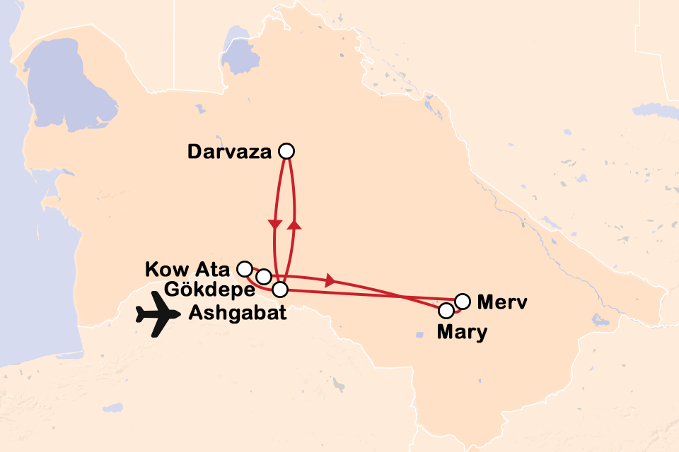 Routekaart Fascinerend Turkmenistan