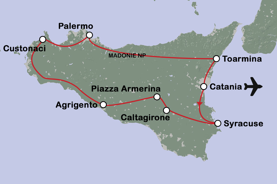 Routekaart Kerst op Sicilië