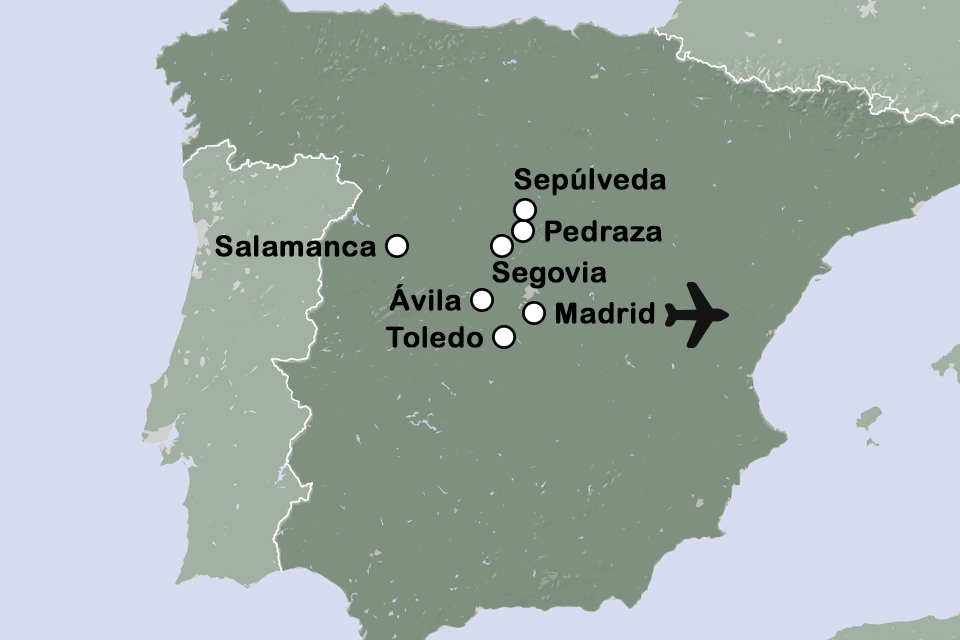 Routekaart Madrid en het klassieke hart van Spanje