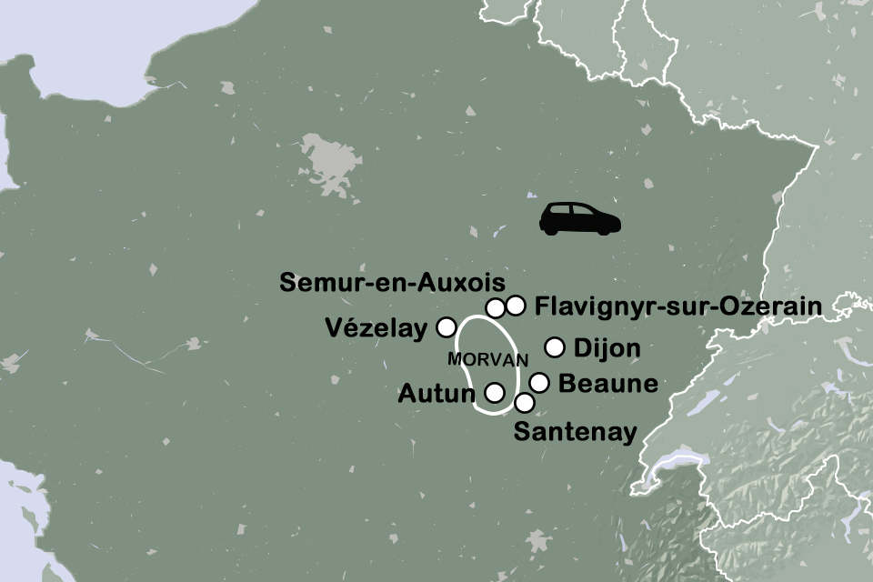 Routekaart Bourgogne - autovakantie