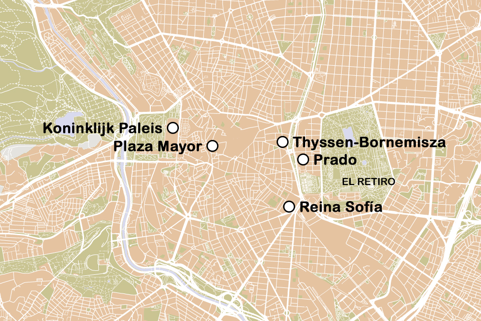 Routekaart Musea in Madrid